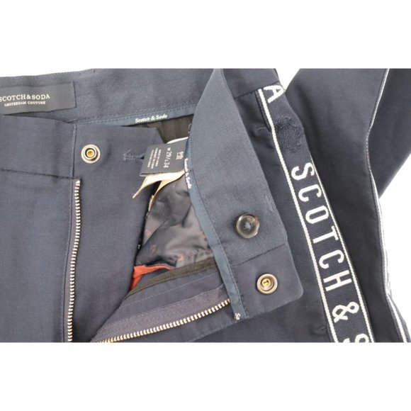 Scotch‎ & Soda pants mens 29 loose tapered blue side logo tape stretch chino - Picture 8 of 12